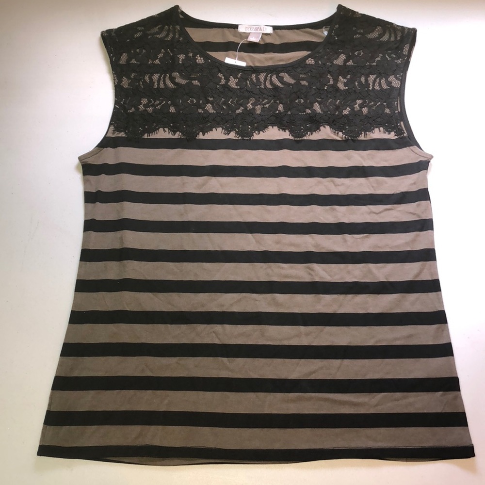 Dressy striped sleeveless tee